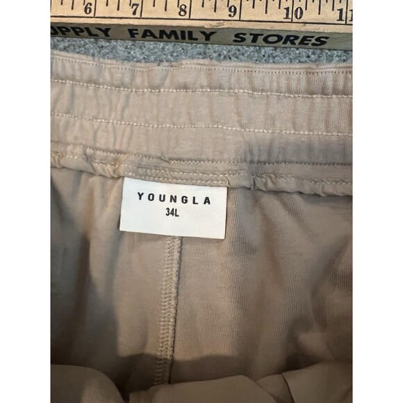 YoungLA Pants Mens Brown Beige Drawstring Joggers Sweatpants 34L - Picture 4 of 12